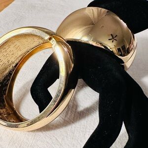Zara matching Elegant Gold Bangle Bracelets.  Strong spring closures.